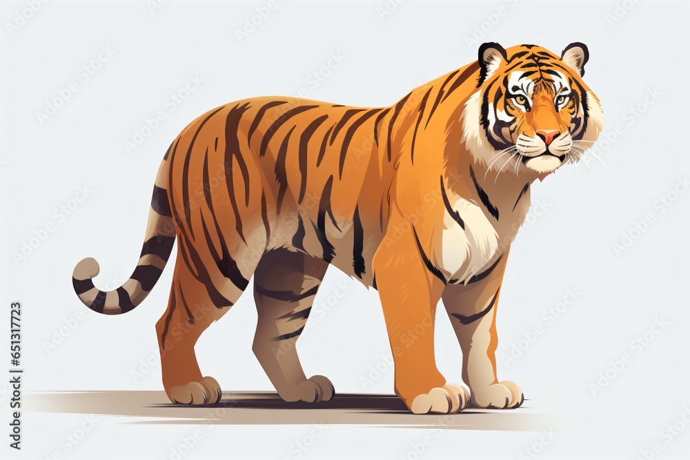 Obraz premium A cartoon illustration of a tiger isolated on a white background