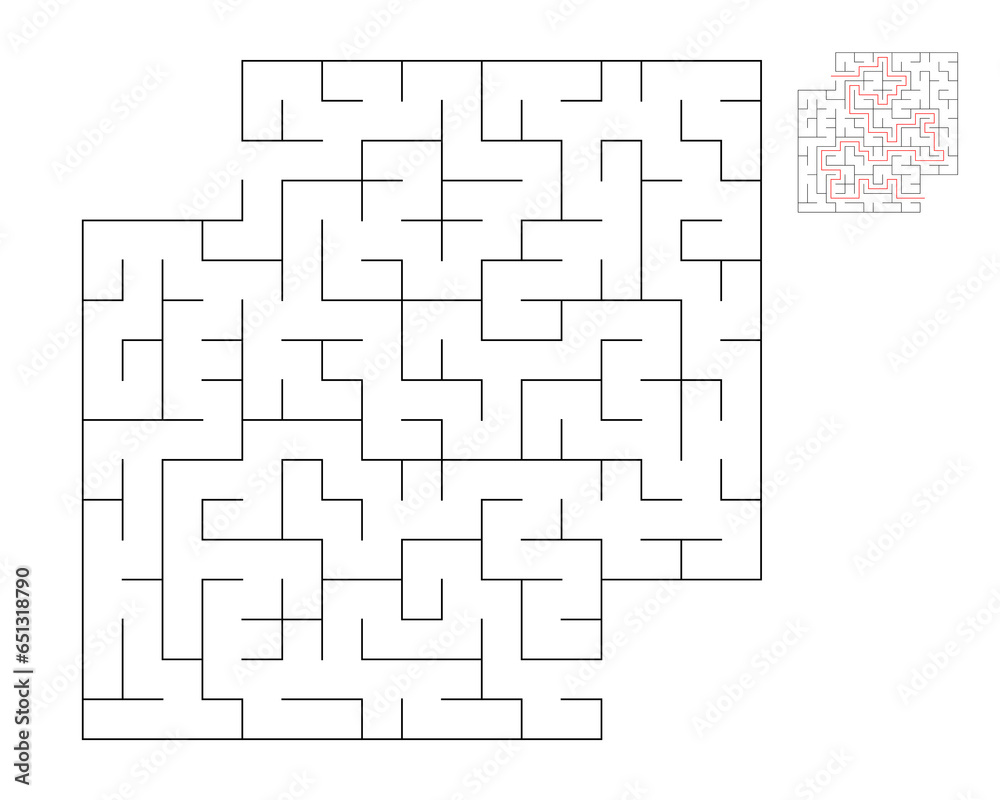 Square maze, logic game with labyrinths. maze game. A maze with answers Square maze, logic game with labyrinths. maze game. A maze with answers