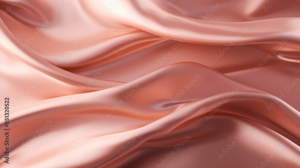 Rose Gold Silk Fabric Texture with Beautiful Waves. Elegant Background for a Luxury Product, generative ai Rose Gold Silk Fabric Texture with Beautiful Waves. Elegant Background for a Luxury Product, generative ai