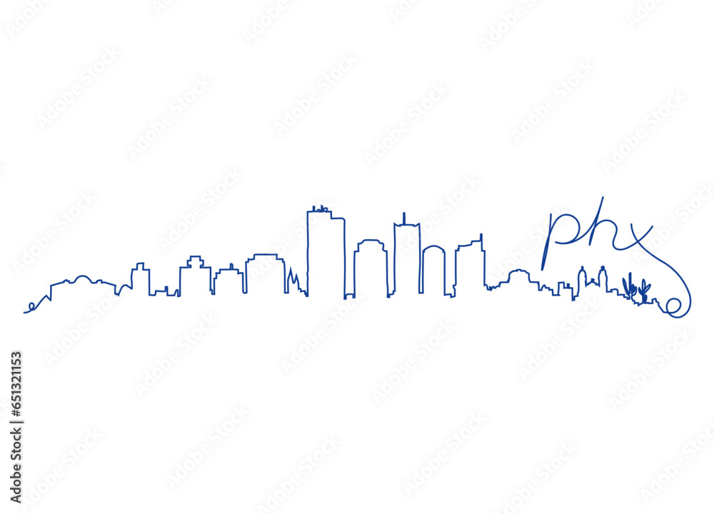 Phoenix Skyline Squiggly Silhouette