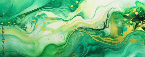 Wallpaper Mural Abstract marble marbled ink painted painting texture luxury background banner - Green waves swirls gold painted splashes | Generative AI Torontodigital.ca