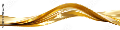 Abstract 3d realistic golden metal shape. Fluid gold wave. Generative AI photo