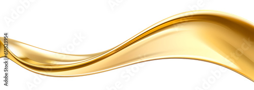 Abstract 3d realistic golden metal shape. Fluid gold wave. Generative AI