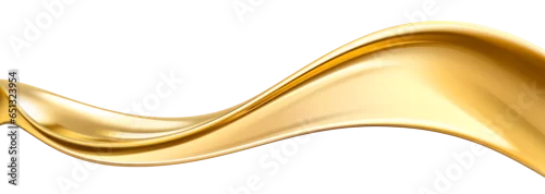 Panel kuchenny z motywem Abstract 3d realistic golden metal shape. Fluid gold wave. Generative AI