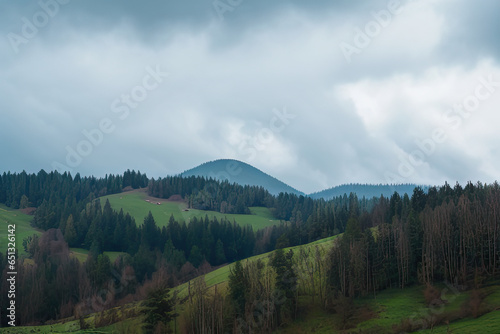 Natural mountain landscape after the rain