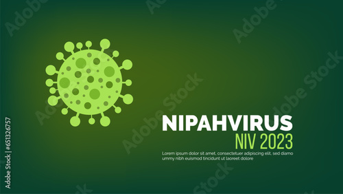 Nipah virus concept. illness outbreak. pandemic. Microscope virus close up Design for poster banner social media post