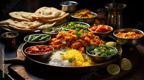 Traditional Indian cuisine, use of spices, milk, dairy products, but also meat and vegetables