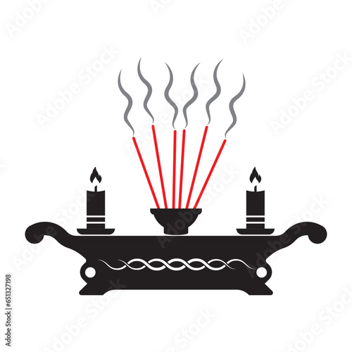 Chinese prayer incense vector icon