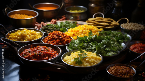 Traditional Indian cuisine, use of spices, milk, dairy products, but also meat and vegetables © EcoPim-studio