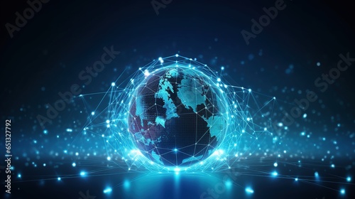 Modern futuristic digital globe map background.AI generated image