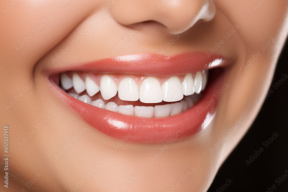 A beautiful and wide smile on a young woman portraying the care of her teeth. Healthy teeth of a radiant young woman. Oral health concept. A beautiful and wide smile on a young woman portraying the care of her teeth. Healthy teeth of a radiant young woman. Oral health concept.