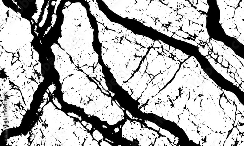Black grunge vector texture of veins, cracks, stripes. Vector background