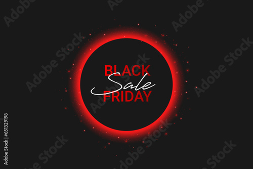 Black Friday super sale and red neon circle with glitter.Banner for demonstrating products, promotions, discounts, sales, background. Product mockup. 