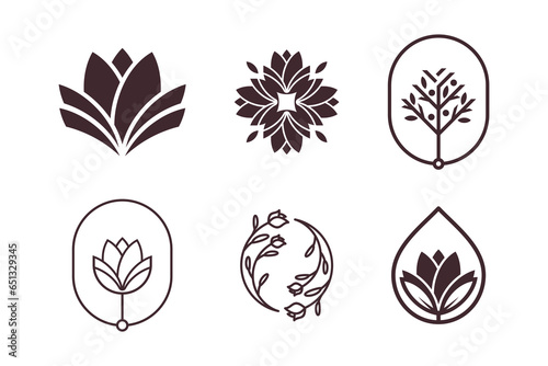 Set of nature logo design element vector with creative concept