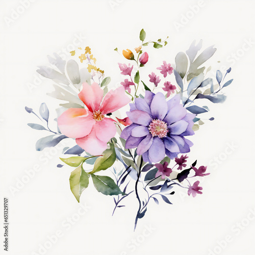 watercolor flower banquet on white background © MuhammadTarequr