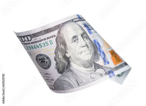 Wallpaper Mural One Hundred Dollar Bill Falling or Floating on Empty Background - Transparent PNG. Torontodigital.ca