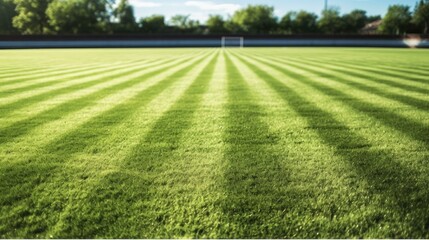 Green field at football stadium.