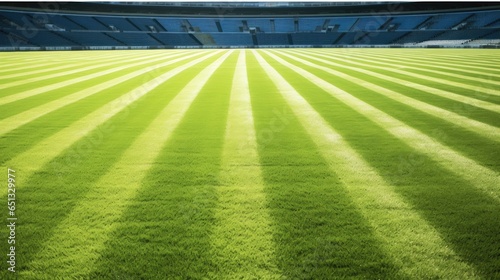 Green field at football stadium.