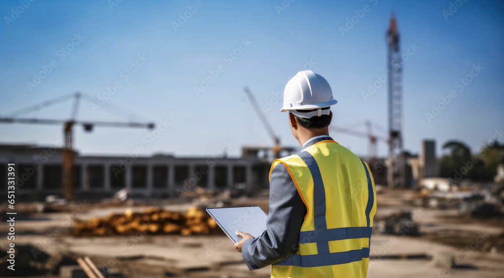 Senior architect using technology at construction site. Senior architect using technology at construction site.