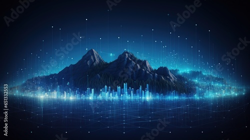 Digital abstract mountain in a futuristic style. AI generated image