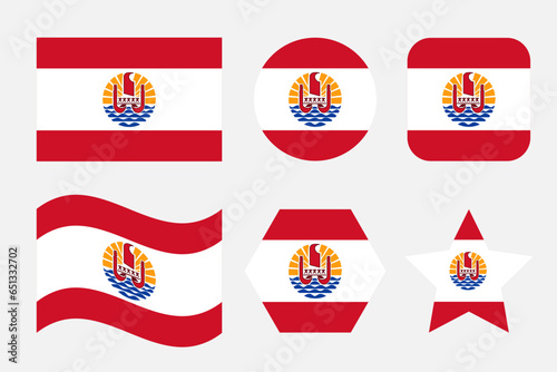 French Polynesia flag simple illustration for independence day or election