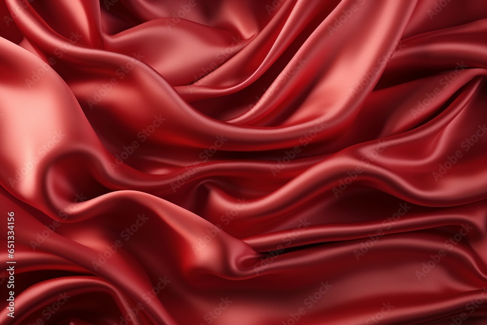 Fototapeta premium Rich Red Silk Fabric Texture background: Luxurious, Vibrant Textile Background in Crimson and Scarlet Hues