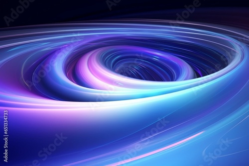 Futuristic vortex in shades of blue, purple, and turquoise. 3D illustration. Generative AI