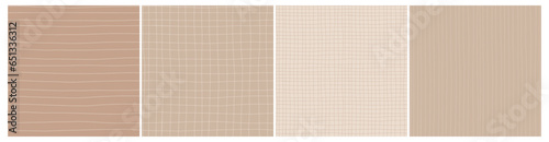 Set of hand drawn cute grid and line patterns. Vector beige ornament perfect for fabric and textile, paper, package designs.