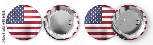USA - round badges with country flag on white background - 3D illustration