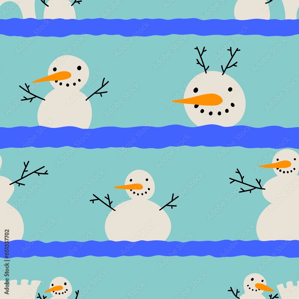 Christmas on the beach seamless snowman pattern for wrapping paper and fabrics and linens and kids clothes print
