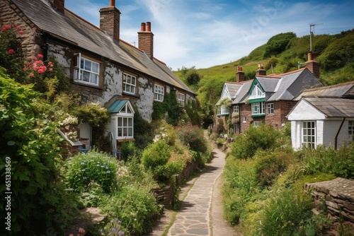 Charming village in North Devon, UK. Generative AI