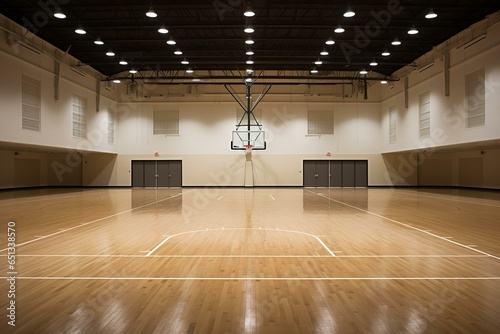 well-lit indoor court for a basketball game. Generative AI