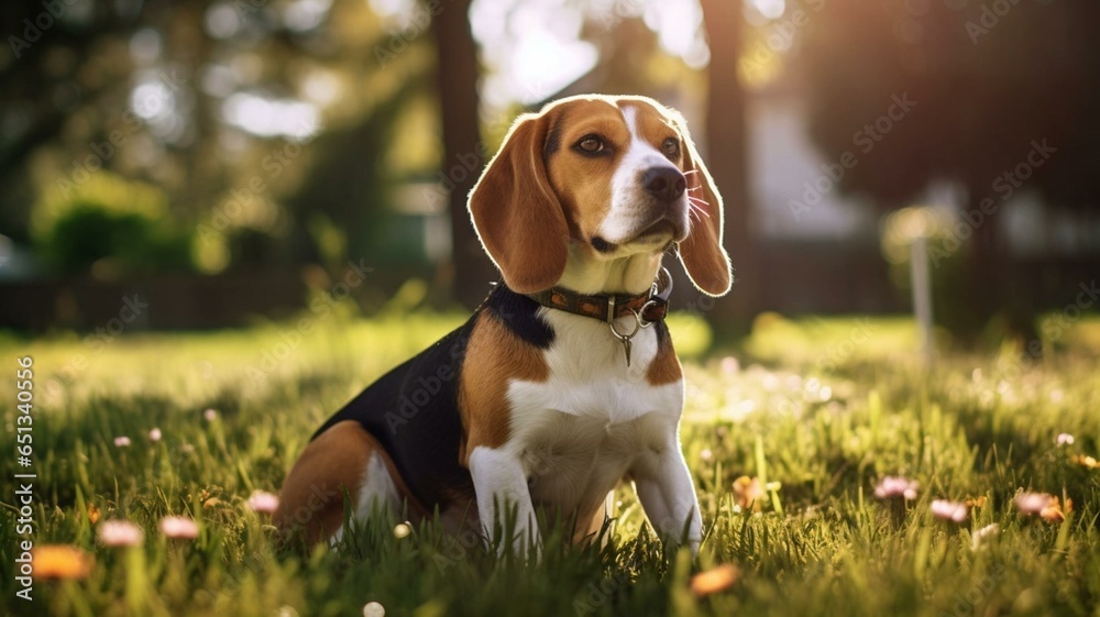 beagle in the grass