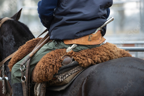 Gauchos lifestyle with typical cloth and horses  