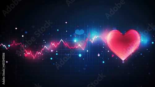 Abstract heart sign digital technology. AI generated image