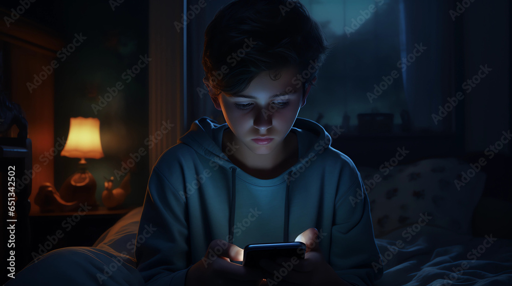 A person on his phone during the night, child, social media addiction, scrolling, loneliness, A person on his phone during the night, child, social media addiction, scrolling, loneliness,