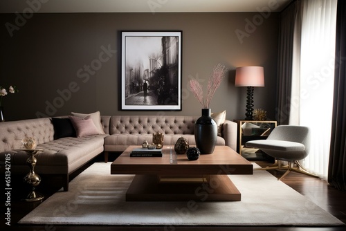 sophisticated stylish contemporary home decor. Generative AI © Yasmina