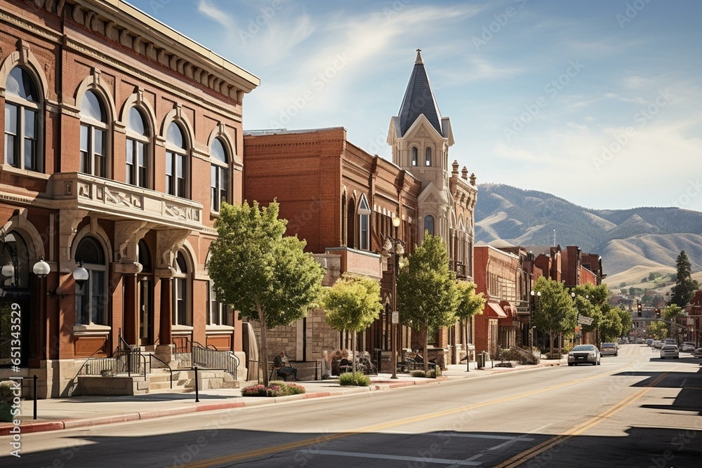 Historic downtown in Cedar City, Utah. Generative AI