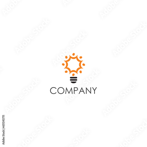 Bulb community creative sun invention innovative, business, logo, design, technology, brand identity, flat logo, company, editable, vector