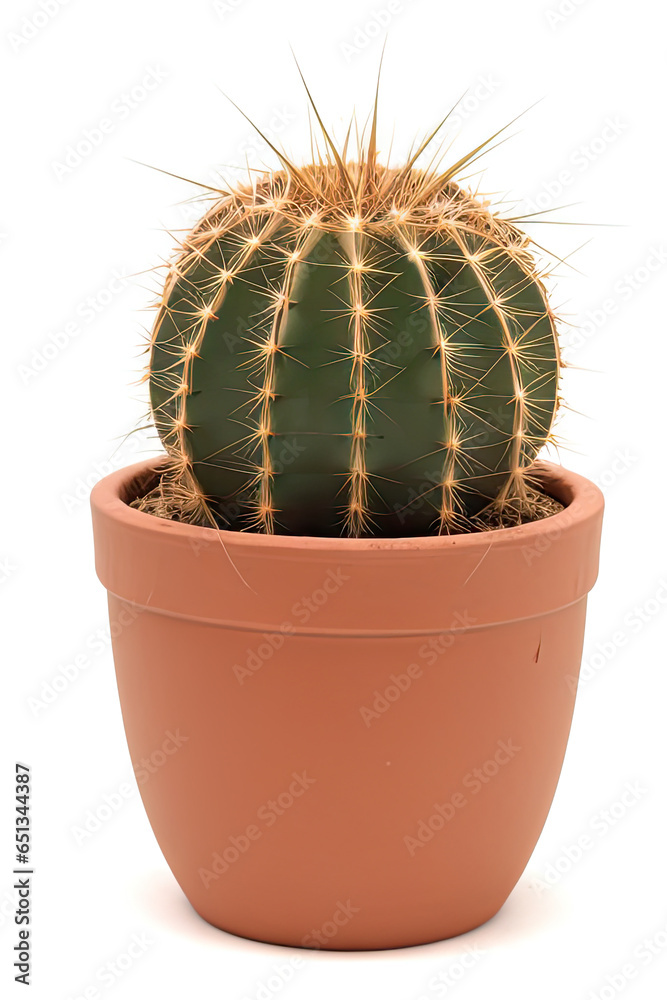 small barrel cactus in clay pot small barrel cactus in clay pot