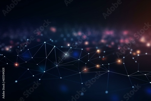 Abstract technology background with low polygon lines and dots for network data concept and communication. Generative AI