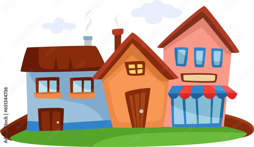 Neighbor houses, illustration, vector on a white background.