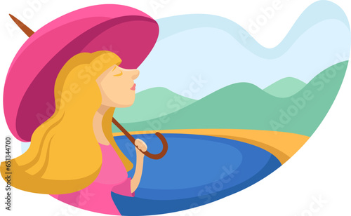 Girl on sunny day, illustration, vector on a white background.