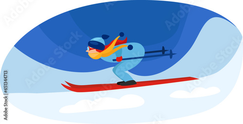 Skier on snow  illustration  vector on a white background.