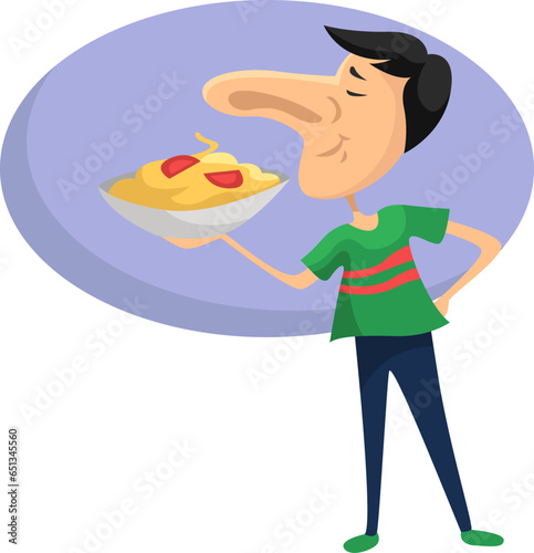 Italian with big nose, illustration, vector on a white background.