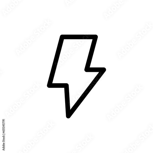 flash thunder power icon, flash lightning bolt icon with thunder bolt - Electric power icon symbol - Power energy icon sign in thin, line, outline