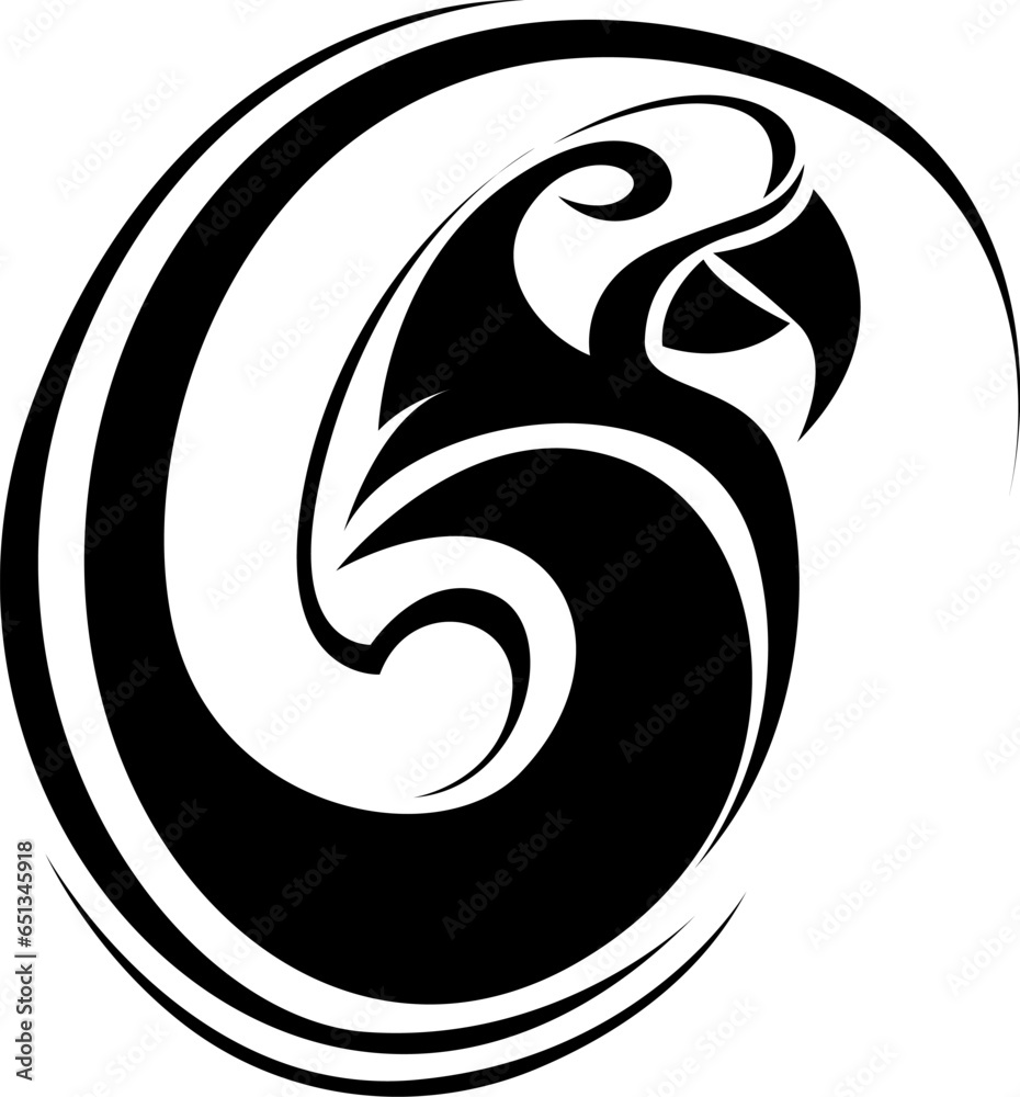 Parrot bird tattoo, tattoo illustration, vector on a white background. Parrot bird tattoo, tattoo illustration, vector on a white background.