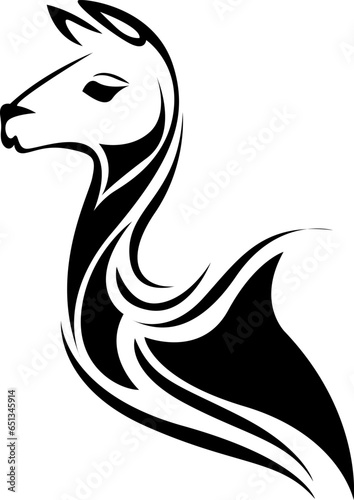Lama head tattoo, tattoo illustration, vector on a white background.