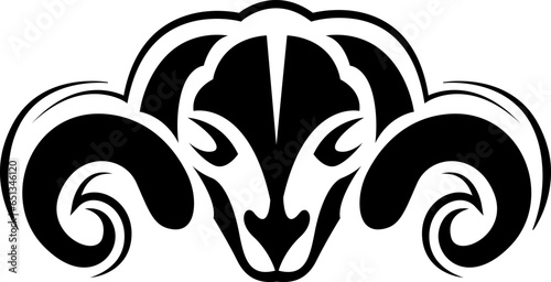 Ram head tattoo  tattoo illustration  vector on a white background.