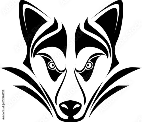 Siberian husky dog tattoo, tattoo illustration, vector on a white background.